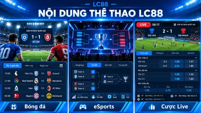 Bóng đá eSports và cá cược live tại LC88